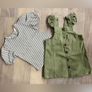 Jessica Simpson 2 pc set - overall dress and balloon sleeve shirt - 2T